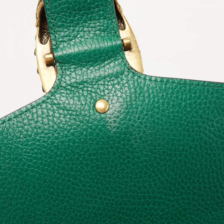 Pre Owned Gucci Green Leather Medium Dionysus Shoulder Bag