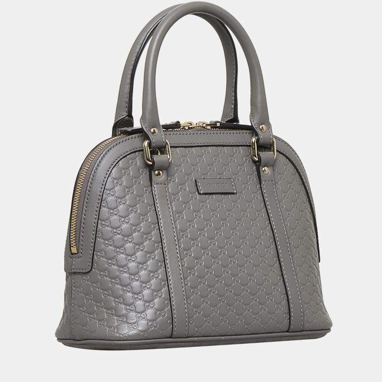 Pre Owned Gucci Grey Mini Microguccissima Dome