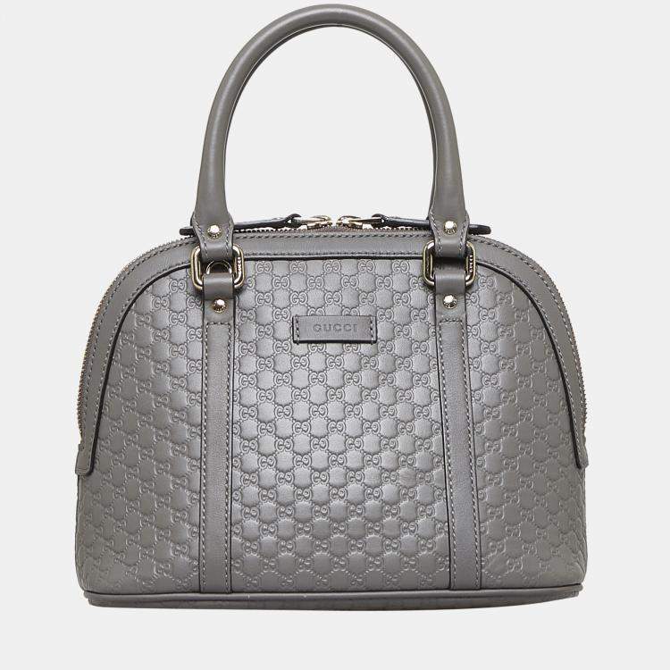 Pre Owned Gucci Grey Mini Microguccissima Dome