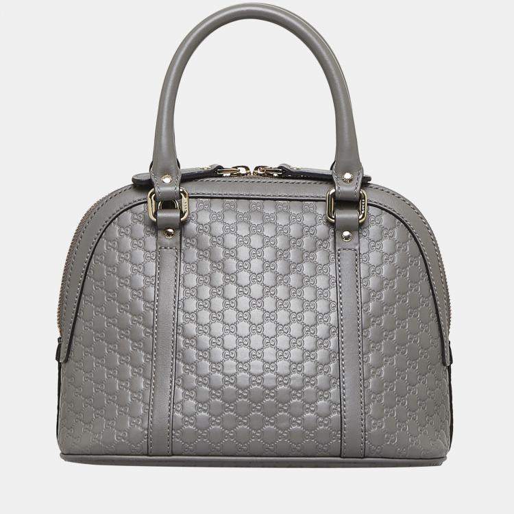 Pre Owned Gucci Grey Mini Microguccissima Dome