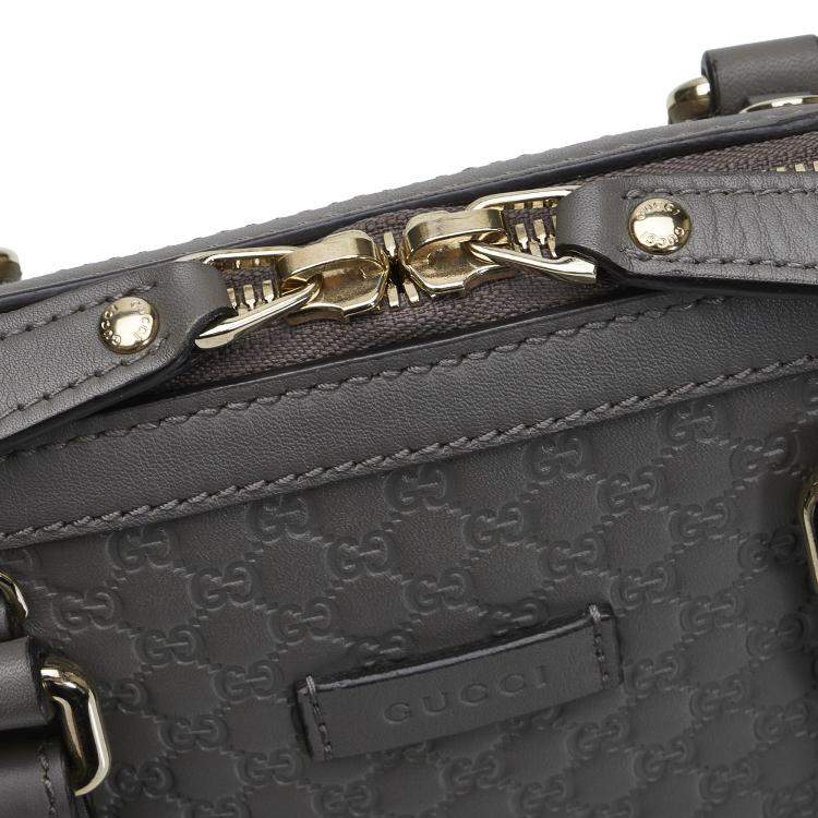 Pre Owned Gucci Grey Mini Microguccissima Dome