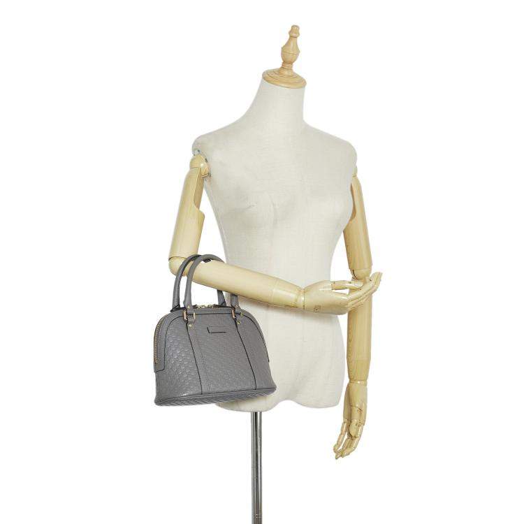 Pre Owned Gucci Grey Mini Microguccissima Dome