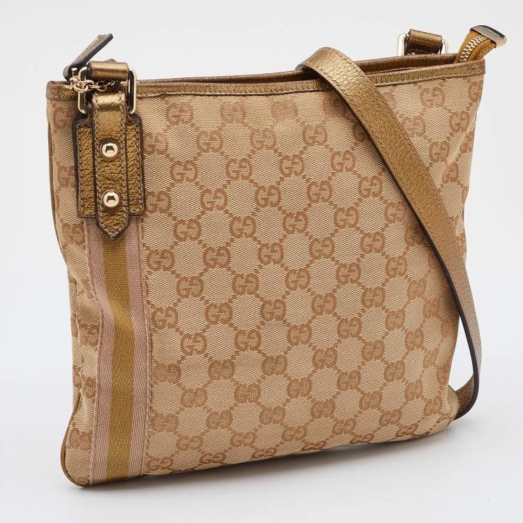 Pre Owned Gucci Beige/Gold GG Canvas Jolicoeur Charms Messenger Bag