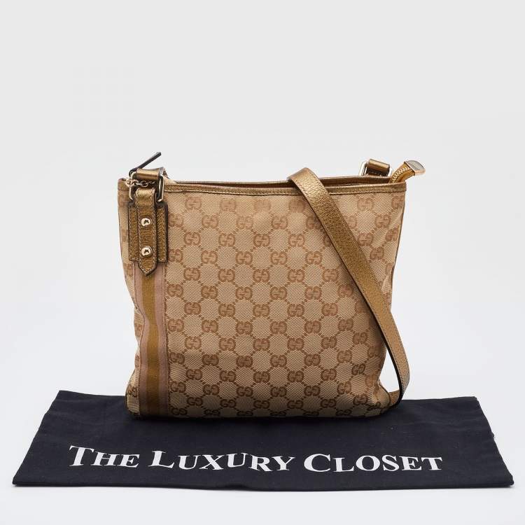 Pre Owned Gucci Beige/Gold GG Canvas Jolicoeur Charms Messenger Bag