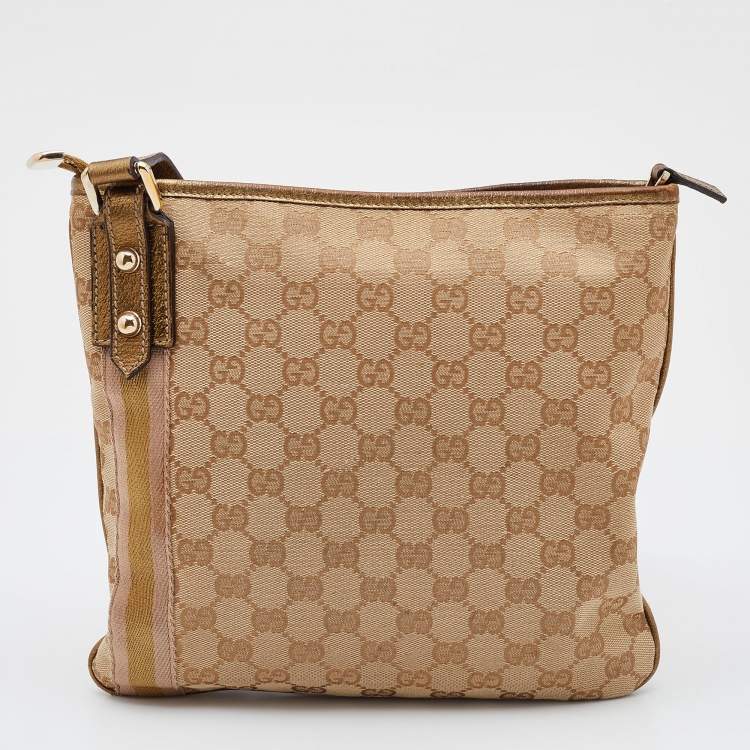 Pre Owned Gucci Beige/Gold GG Canvas Jolicoeur Charms Messenger Bag