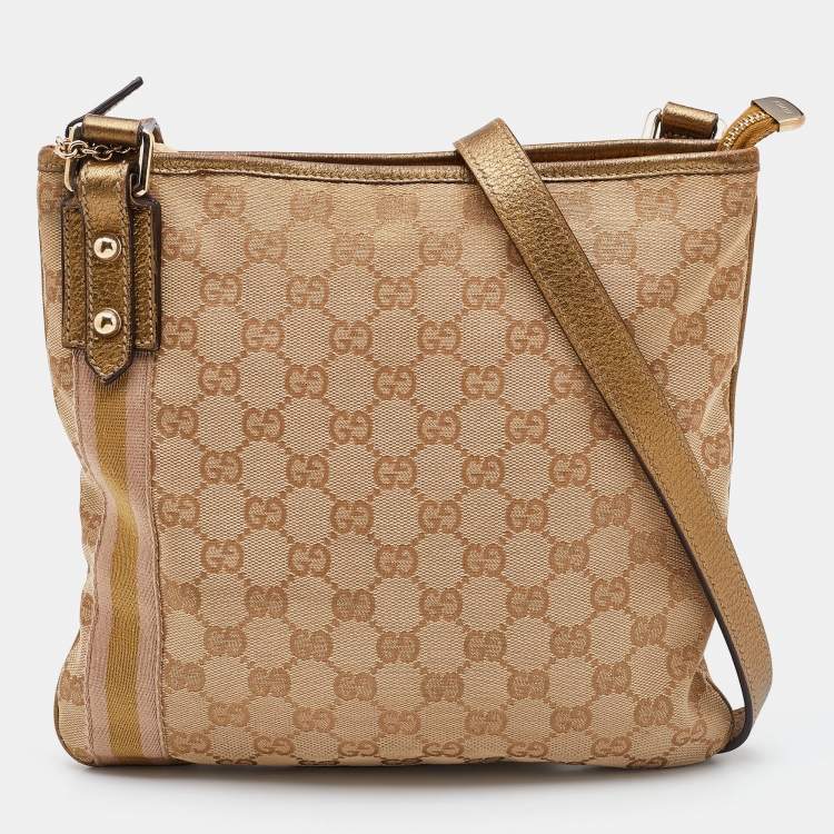 Pre Owned Gucci Beige/Gold GG Canvas Jolicoeur Charms Messenger Bag