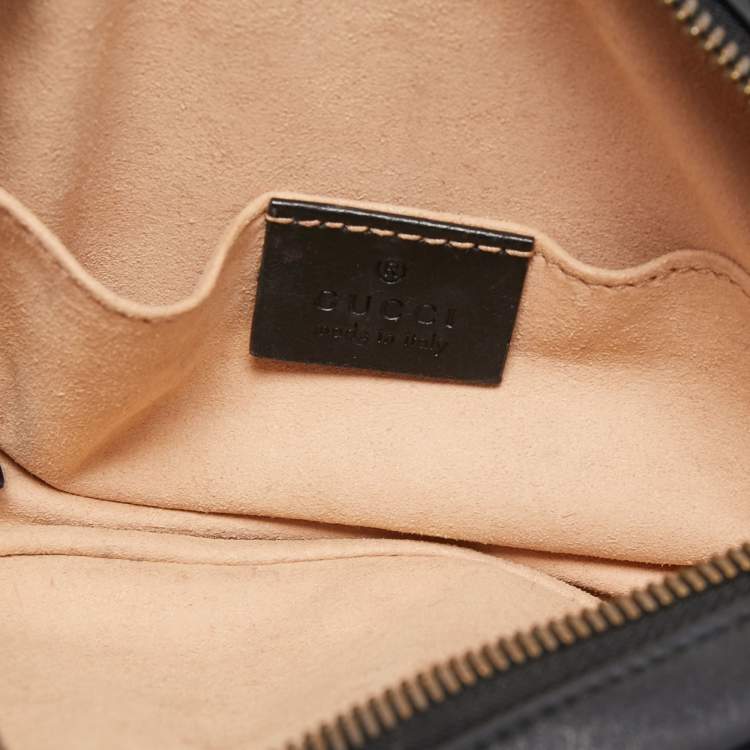 Pre Owned Gucci Black Matelassé Leather GG Marmont Belt Bag