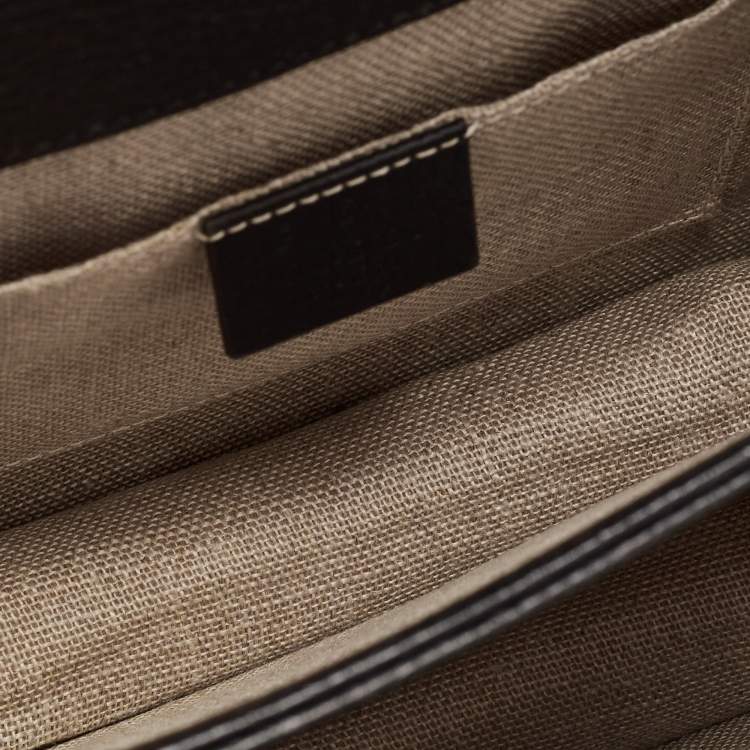 Pre Owned Gucci Black Leather Dollar Interlocking G Crossbody Bag