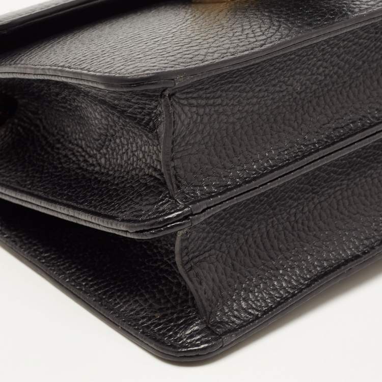 Pre Owned Gucci Black Leather Dollar Interlocking G Crossbody Bag
