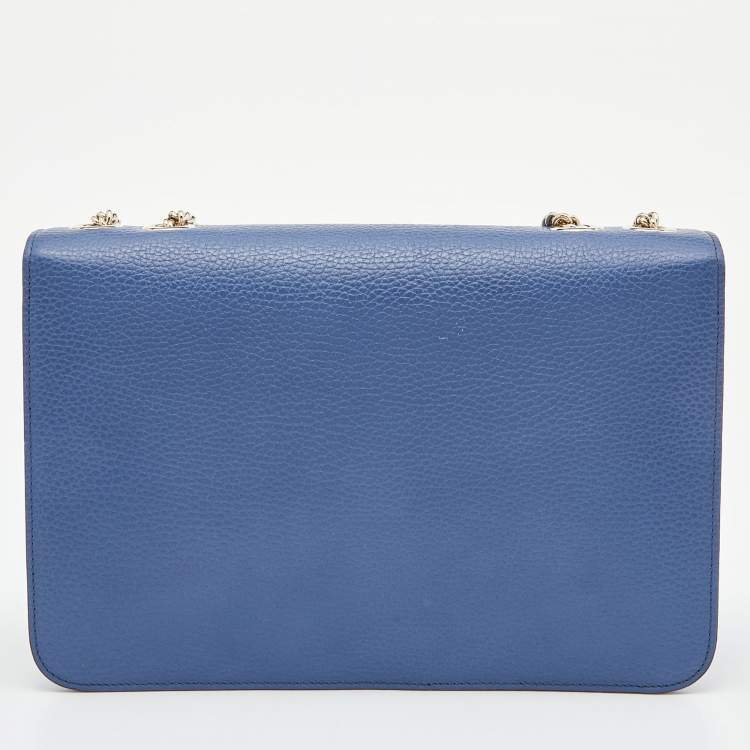 Pre Owned Gucci Blue Leather Medium Interlocking G Shoulder Bag