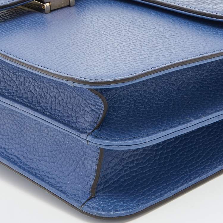 Pre Owned Gucci Blue Leather Medium Interlocking G Shoulder Bag