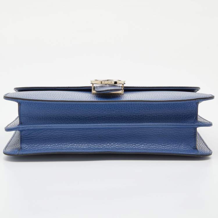 Pre Owned Gucci Blue Leather Medium Interlocking G Shoulder Bag