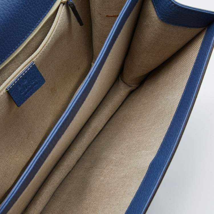 Pre Owned Gucci Blue Leather Medium Interlocking G Shoulder Bag