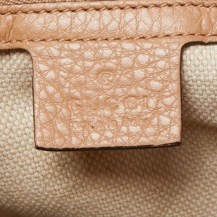 Pre Owned Gucci Brown/White Canvas and Leather Medium Soho Chain Tote