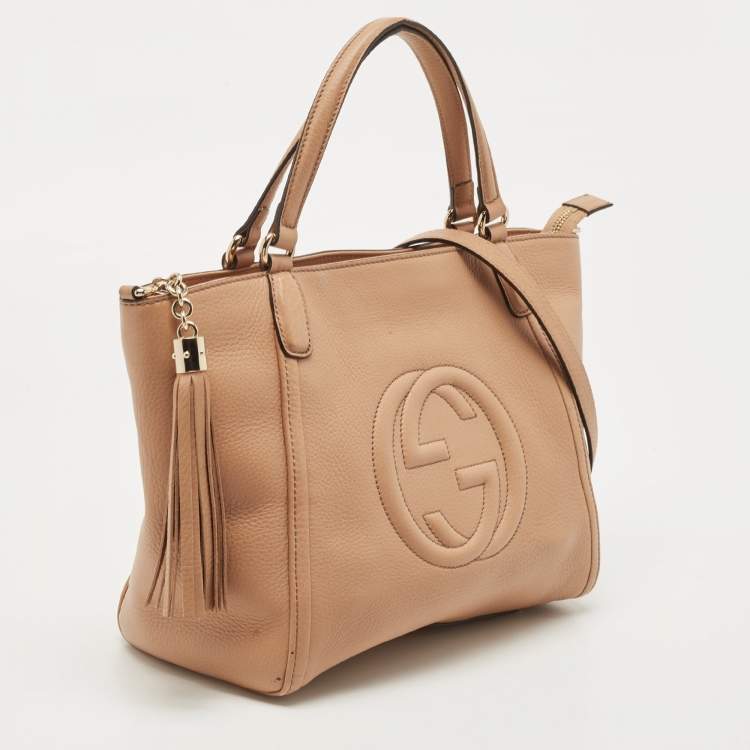 Pre Owned Gucci Beige Leather Small Soho Top Handle Bag