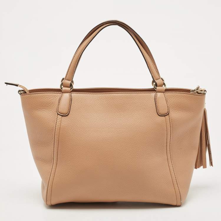 Pre Owned Gucci Beige Leather Small Soho Top Handle Bag
