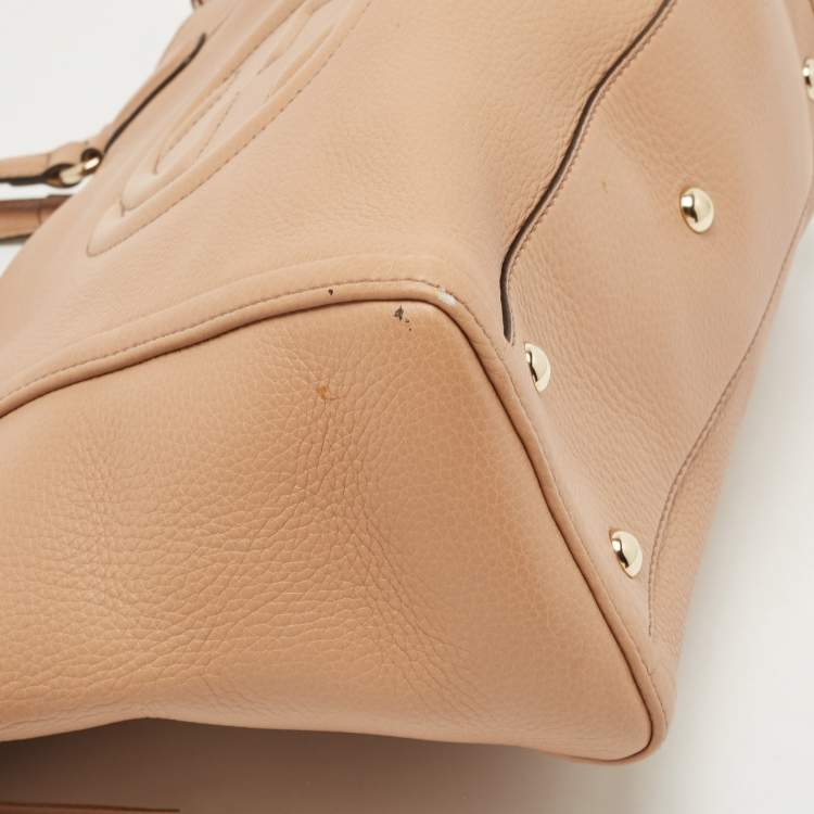 Pre Owned Gucci Beige Leather Small Soho Top Handle Bag