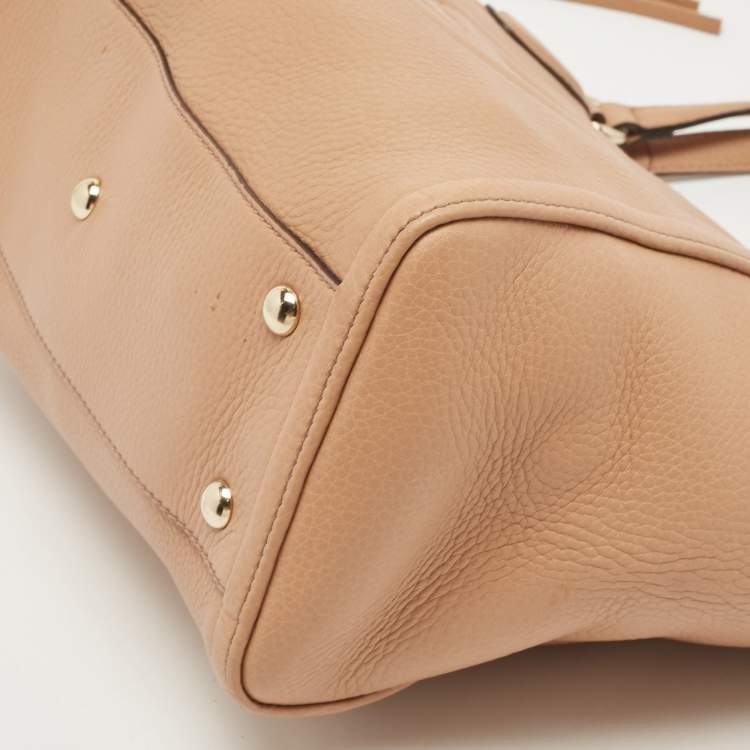 Pre Owned Gucci Beige Leather Small Soho Top Handle Bag