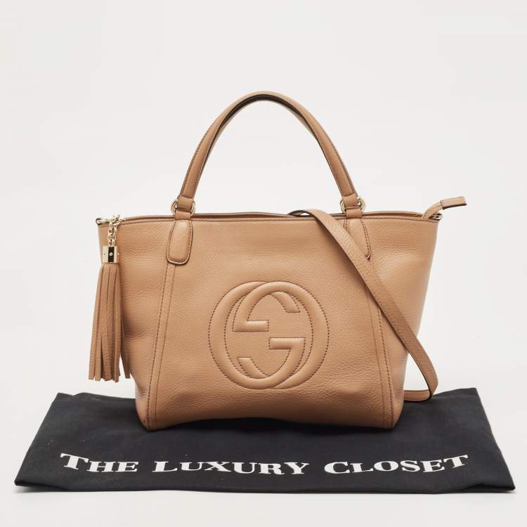 Pre Owned Gucci Beige Leather Small Soho Top Handle Bag