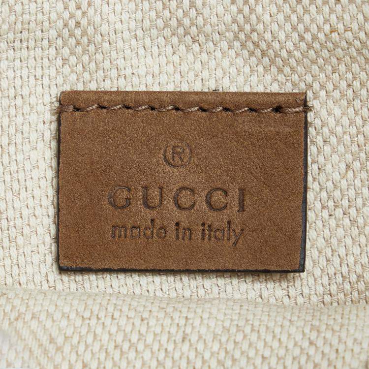 Pre Owned Gucci Brown Suede and Shearling Studded Soho Chain Tote