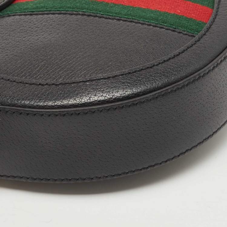 Pre Owned Gucci Black Leather Mini Ophidia Round Shoulder Bag