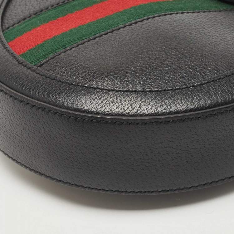 Pre Owned Gucci Black Leather Mini Ophidia Round Shoulder Bag