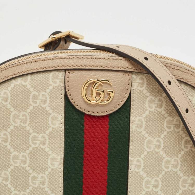 Pre Owned Gucci Beige GG Supreme Canvas and Leather Ophidia Shoulder Bag