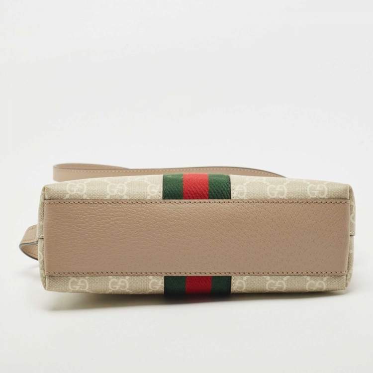 Pre Owned Gucci Beige GG Supreme Canvas and Leather Ophidia Shoulder Bag