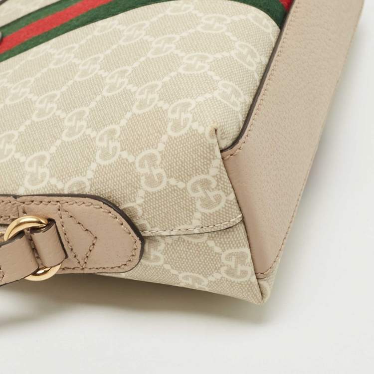 Pre Owned Gucci Beige GG Supreme Canvas and Leather Ophidia Shoulder Bag