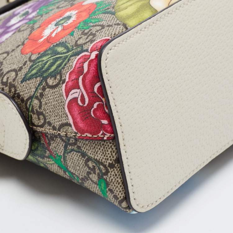 Pre Owned Gucci Multicolor GG Supreme Canvas and Leather Small Floral Ophidia Shoulder Bag