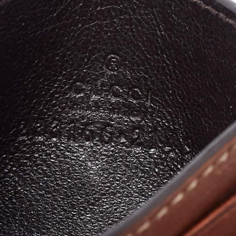 Pre Owned Gucci Brown/Beige GG Supreme Canvas and Leather Card Holder