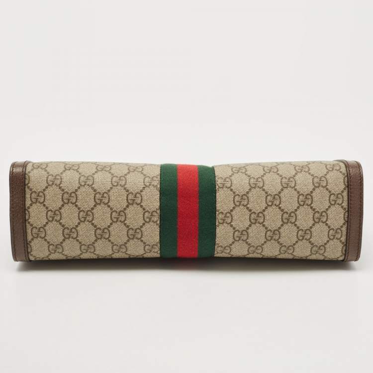 Pre Owned Gucci Beige/Brown GG Supreme Canvas And Leather Medium Ophidia Shoulder Bag