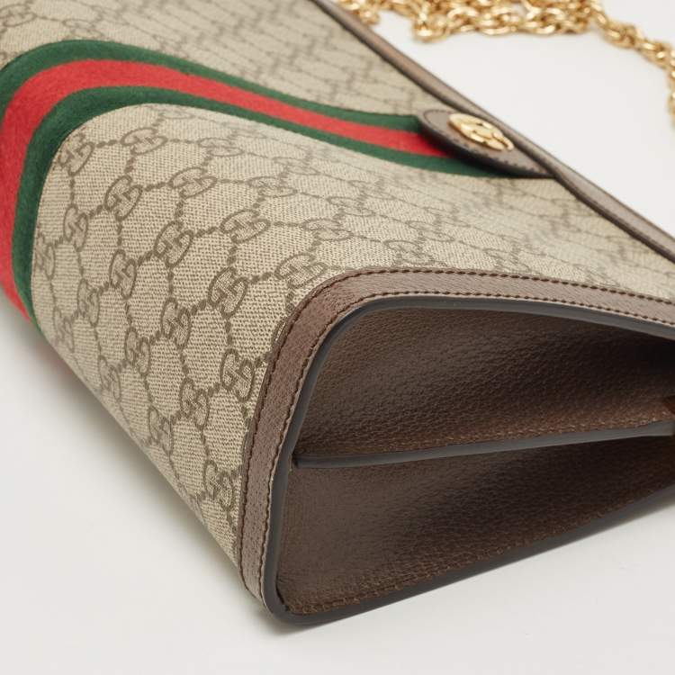 Pre Owned Gucci Beige/Brown GG Supreme Canvas And Leather Medium Ophidia Shoulder Bag