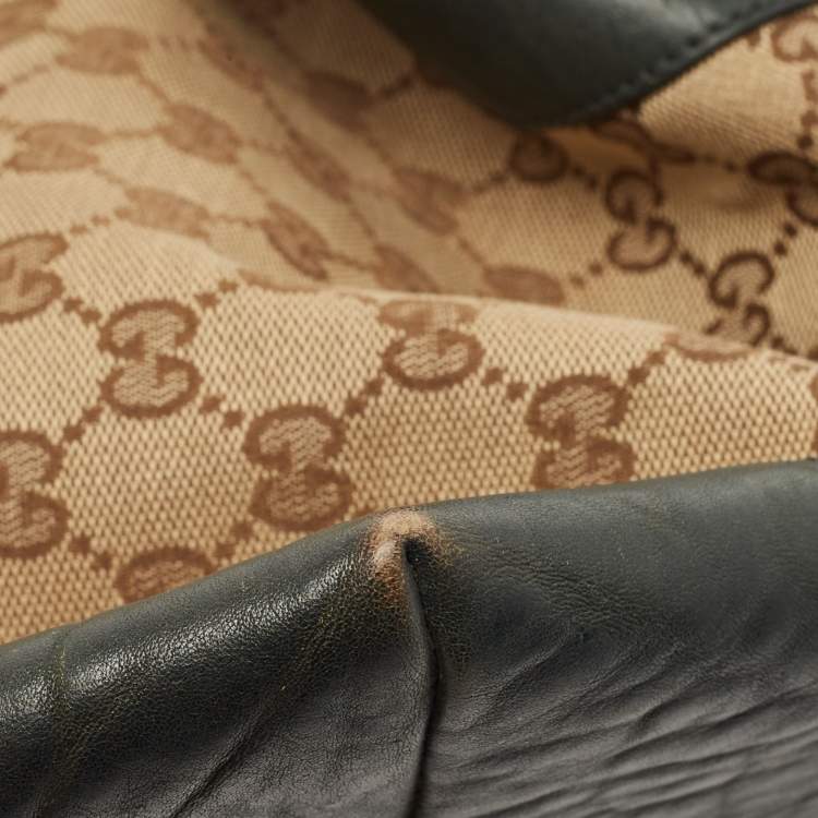 مملوكة مسبقًا Gucci Beige/Dark Green GG Canvas and Leather Large Charms Tote