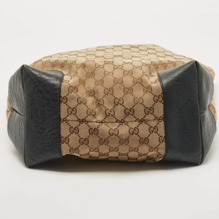 مملوكة مسبقًا Gucci Beige/Dark Green GG Canvas and Leather Large Charms Tote