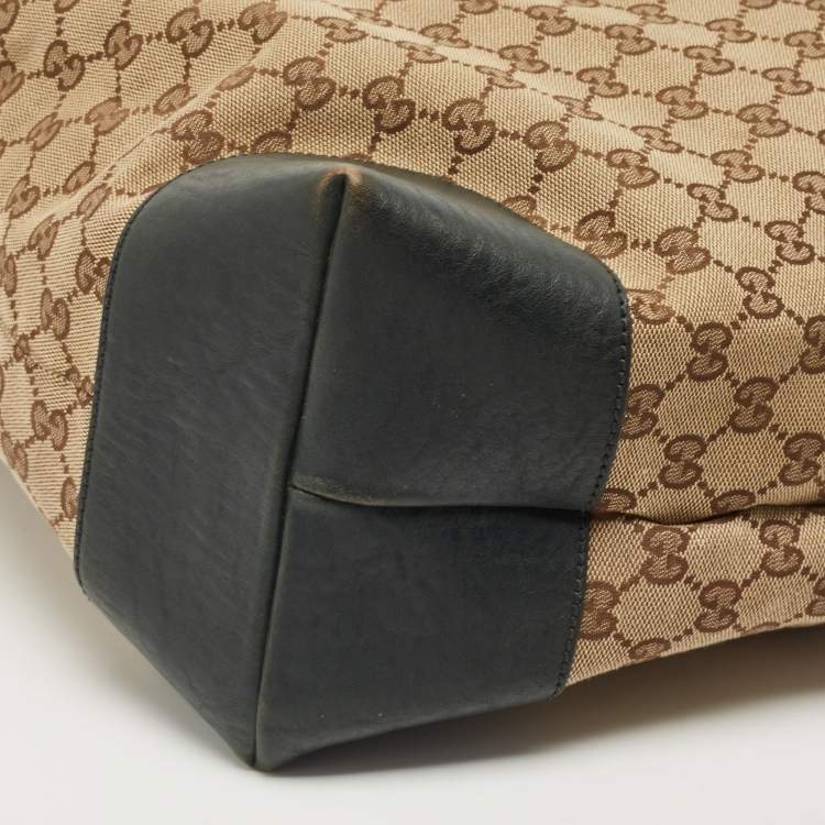 مملوكة مسبقًا Gucci Beige/Dark Green GG Canvas and Leather Large Charms Tote