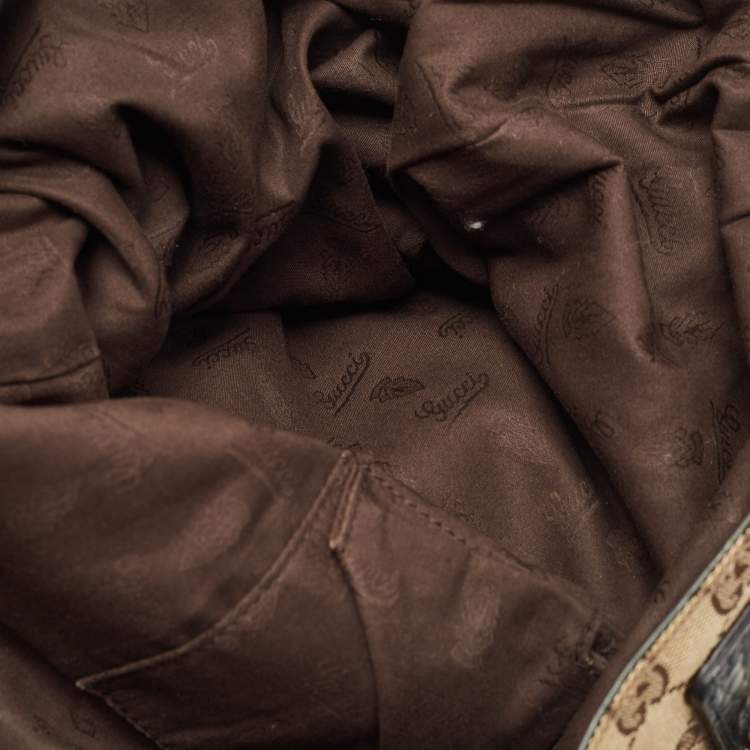 مملوكة مسبقًا Gucci Beige/Dark Green GG Canvas and Leather Large Charms Tote