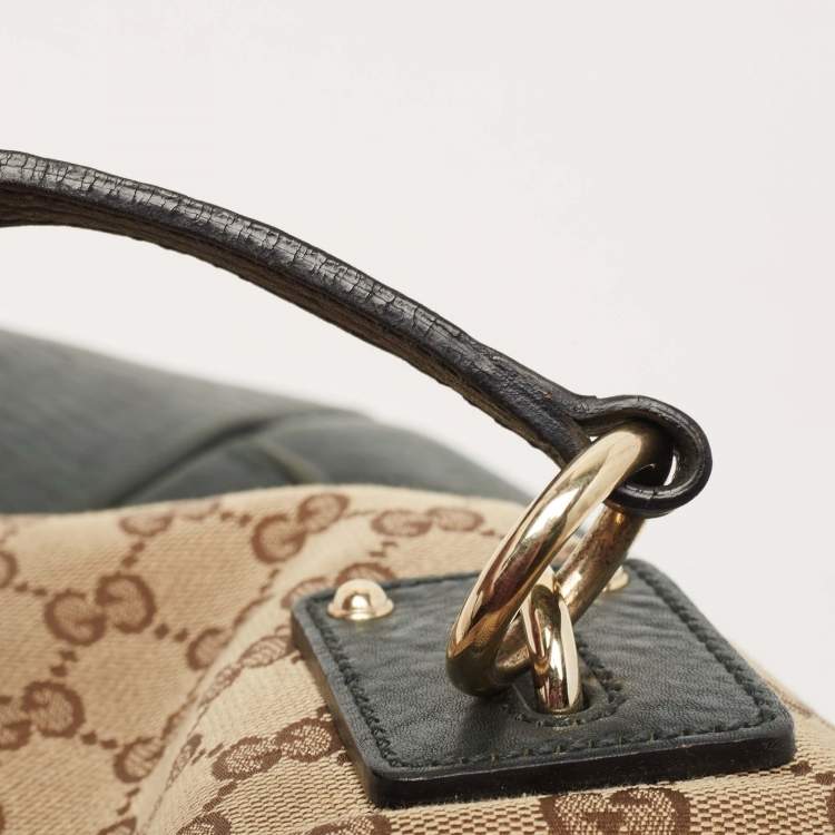 مملوكة مسبقًا Gucci Beige/Dark Green GG Canvas and Leather Large Charms Tote