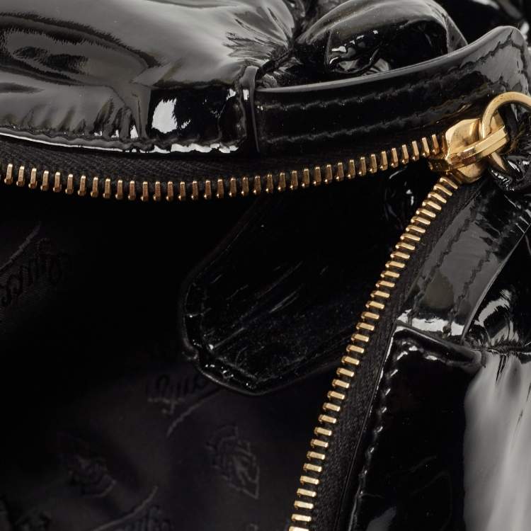 Pre Owned Gucci Black Patent Leather Large Hysteria Clutch