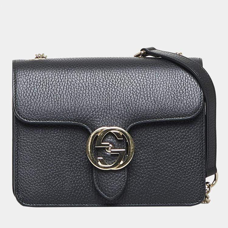 Gucci Shoulder Bag Interlocking GG Calfskin Leather