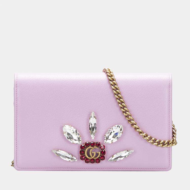 Gucci Pink GG Marmont Crystal Wallet on Chain Gucci | The Luxury Closet