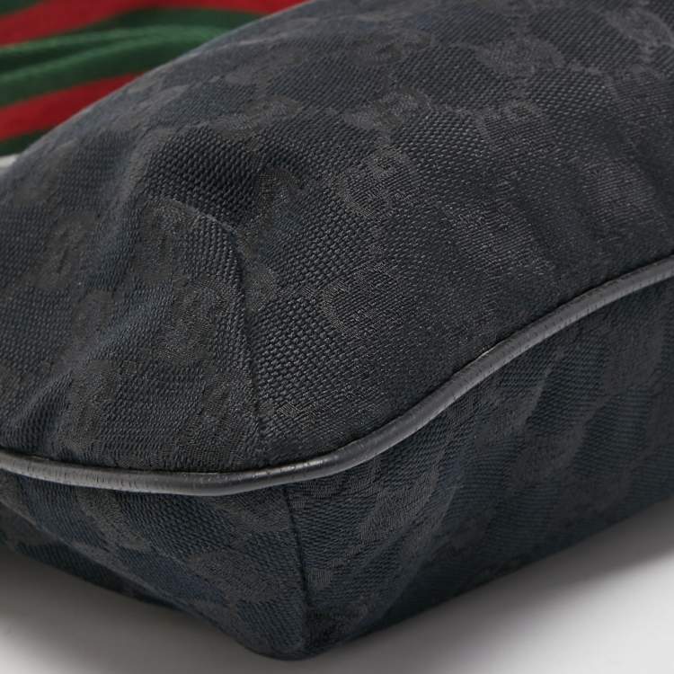Pre Owned Gucci Black GG Canvas Web Crossbody Bag
