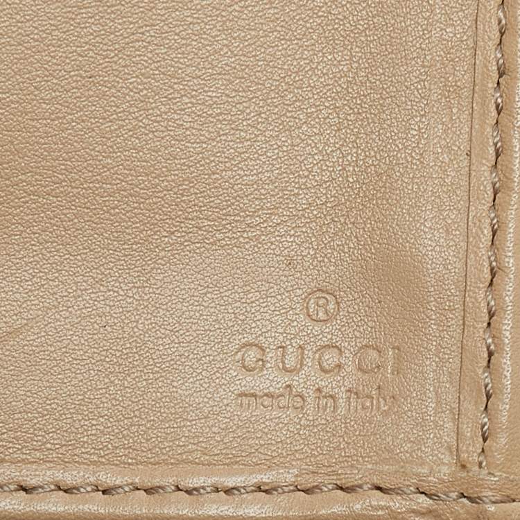 Pre Owned Gucci Beige Guccissima Leather Continental Wallet