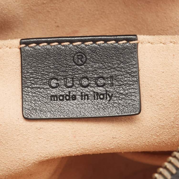 Pre Owned Gucci Black Matelassé Leather GG Marmont Belt Bag