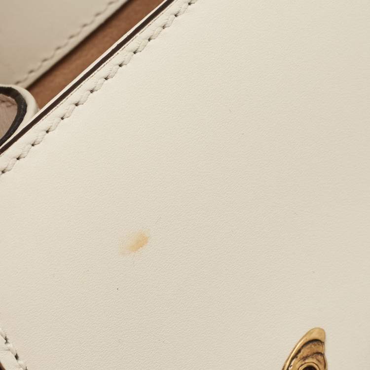 Pre Owned Gucci Beige Leather Mini Sylvie Animal Stud Embellished Top Handle Bag