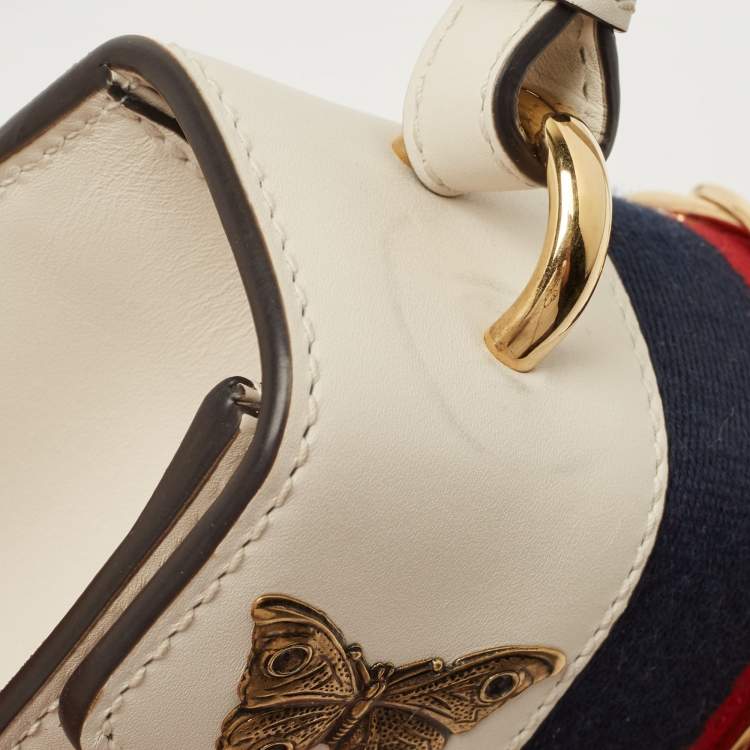Pre Owned Gucci Beige Leather Mini Sylvie Animal Stud Embellished Top Handle Bag