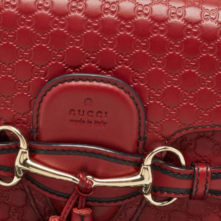 Pre Owned Gucci Red Microguccissima Leather Medium Emily Chain Shoulder Bag