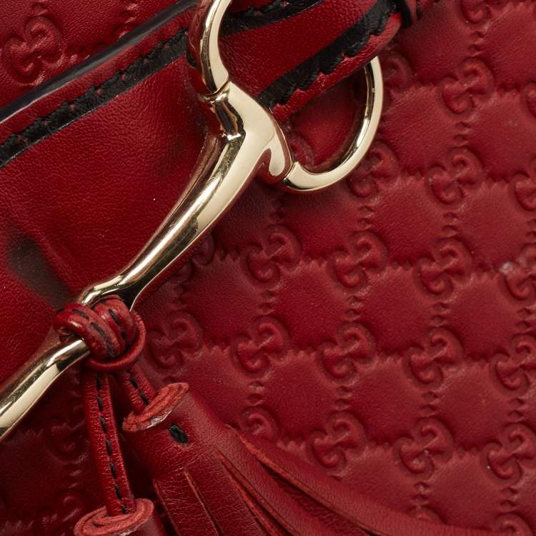 Pre Owned Gucci Red Microguccissima Leather Medium Emily Chain Shoulder Bag