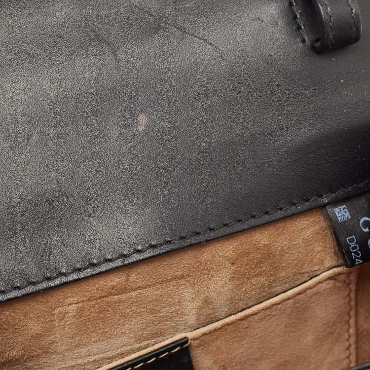 Pre Owned Gucci Black Leather Mini Sylvie Top Handle Bag