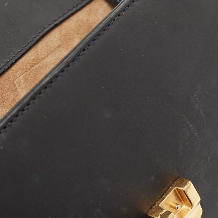 Pre Owned Gucci Black Leather Mini Sylvie Top Handle Bag
